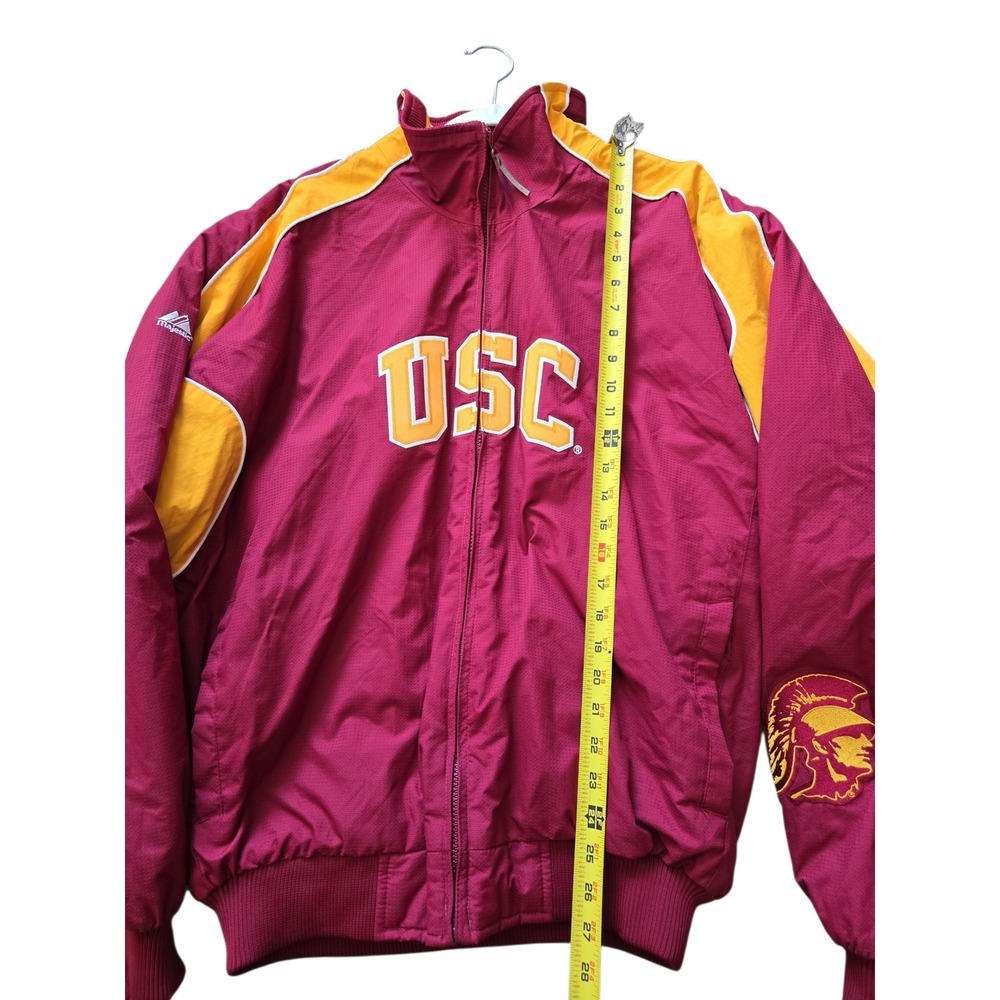 Majestic USC Trojans Bomber Jacket Mens XL Cardinal Gold Full Zip NCAA Vintage - Picture 3 of 16